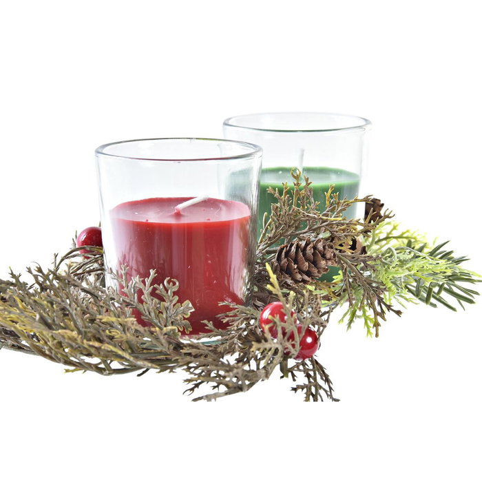 DKD Home Decor Set de 2 Velas de Cristal Verde y Rojo 120g DKD Home Decor Set de 2 Velas de Cristal Verde y Rojo 120g