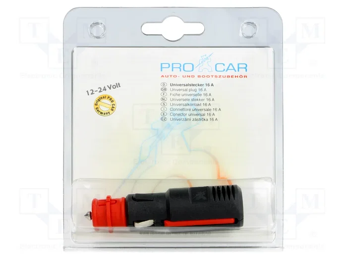 PRO CAR Enchufe de mechero de coche con borna de tornillo 16A negro PRO CAR Enchufe de mechero de coche con borna de tornillo 16A negro