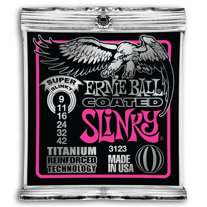 Ernieball Juego Eléctrica Slinky Coated Super Titanium 9-42