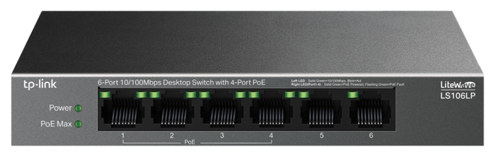 TP-Link LS106LP LiteWave Switch de 6 Puertos con 4 Puertos PoE+