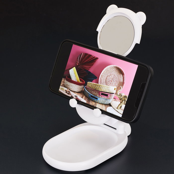 The Concept Factory Soporte Móvil Plegable Kawaii con Espejo para Maquillaje, Rosa, Blanco, Negro The Concept Factory Soporte Móvil Plegable Kawaii con Espejo para Maquillaje, Rosa, Blanco, Negro