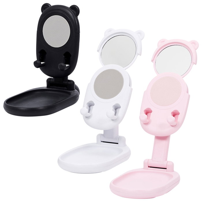 The Concept Factory Soporte Móvil Plegable Kawaii con Espejo para Maquillaje, Rosa, Blanco, Negro The Concept Factory Soporte Móvil Plegable Kawaii con Espejo para Maquillaje, Rosa, Blanco, Negro