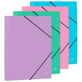 Mariola Carpeta con Gomas y Solapas Folio Polipropileno 450 Micras, Colores Pastel Surtidos (Set de 12) (Set de 12)