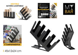 My Bar Organizador Vasos-Tapas Abatible 4 Secciones 44 cm Largo x 11.5 cm Ancho x 22.5 cm Alto (6 Unidades)