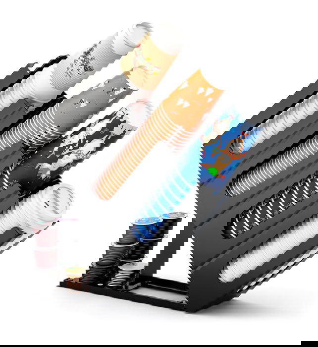 My Bar Organizador Vasos-Tapas Abatible 4 Secciones 44 cm Largo x 11.5 cm Ancho x 22.5 cm Alto (6 Unidades)