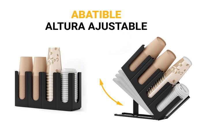 My Bar Organizador Vasos-Tapas Abatible 4 Secciones 44 cm Largo x 11.5 cm Ancho x 22.5 cm Alto (6 Unidades)