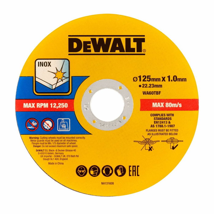 Dewalt Pack de 50 Discos de Corte Acero Inox Ø125 x 1,0 x 22,23 mm