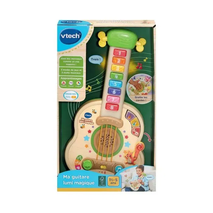 Vtech Baby VTE3417766208057 Mi Guitarra Mágica Lumi Juguete con Parte de Madera Certificada FSC
