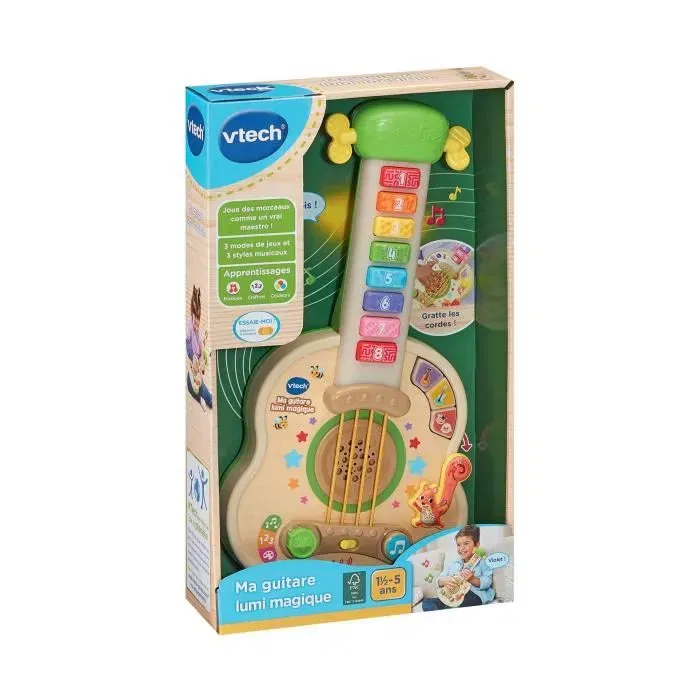 Vtech Baby VTE3417766208057 Mi Guitarra Mágica Lumi Juguete con Parte de Madera Certificada FSC