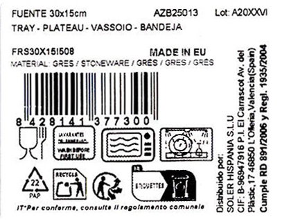 La Mediterranea Fuente Rectangular Azurill Elite 30x15 cm