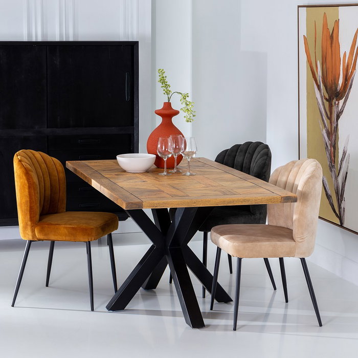 Mesa Comedor Natural-Negro 160 X 90 X 76 cm
