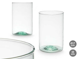 Giftdecor Jarron Vidrio Reciclado Cilindro Transparente 17 cm x 25 cm (Set de 6)