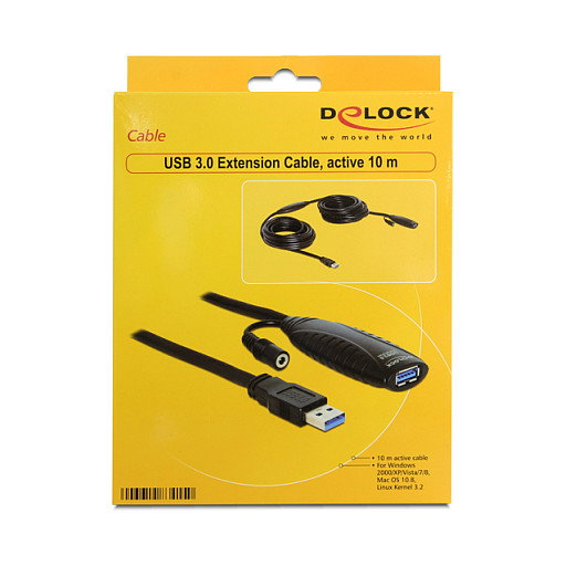 DeLOCK Cable de Extensión USB 3.2 Gen 1 Activo, 10 m, Negro