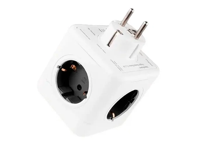 Q-connect Regleta Cubo 5 en 1 Directo a Pared, 5 Tomas de Corriente, 75x75x112mm
