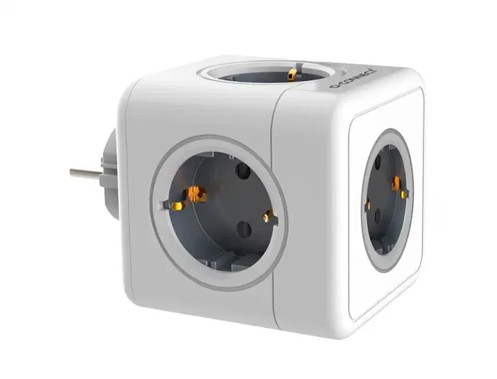 Q-connect Regleta Cubo 5 en 1 Directo a Pared, 5 Tomas de Corriente, 75x75x112mm