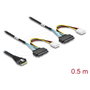 DeLOCK 82296 Cable Slim SAS SFF-8654 8i a 2 x U.2 SFF-8639 + 2 x Molex 4 pin, 0,5 m
