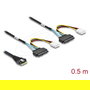 Delock Cable SAS SFF-8654 a 2x U.2 SFF1.Delock Cable SAS SFF-8654 a 2x U.2 SFF-8639 con alimentación Molex, PCIe 4.0, 0.5m - Ref: 82296