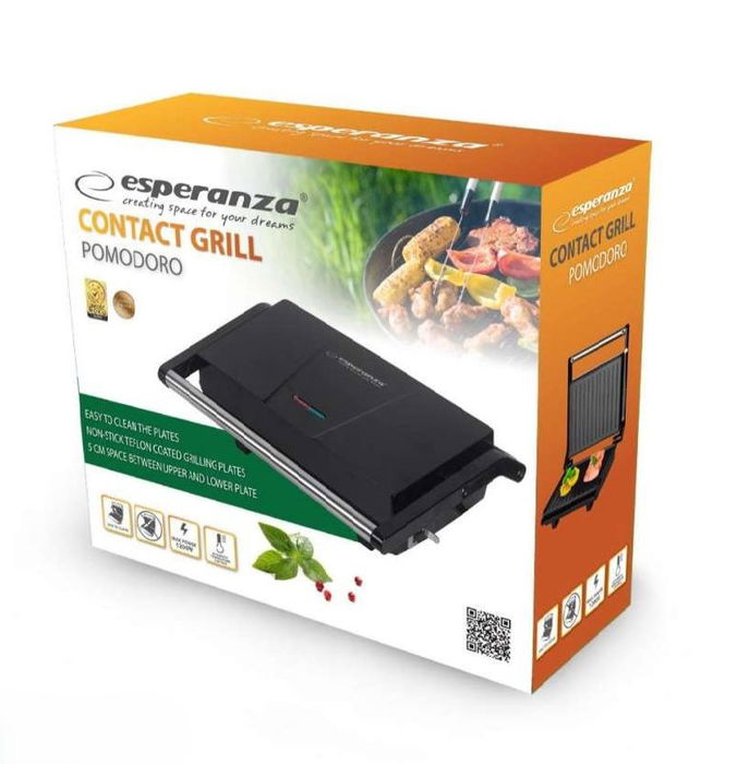ESPERANZA Grill Eléctrico para Cocinar, 1200W, Parrilla Eléctrica de Acero Inoxidable para Interiores