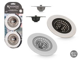Kinvara Set 2 Filtros Fregadero Gris y Negro 12.7x30.5x3 cm Plástico y Acero (Set de 12)