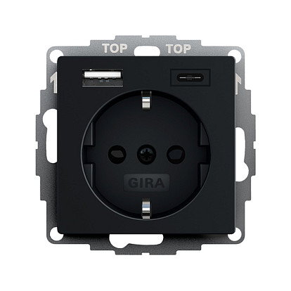 GIRA 2459005 Enchufe de superficie Schuko con 3 puertos y USB 3.2 Gen 1, 5V/3A, 1 módulo, color negro mate, 220-250V GIRA 2459005 Enchufe de superficie Schuko con 3 puertos y USB 3.2 Gen 1, 5V/3A, 1 módulo, color negro mate, 220-250V