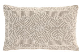 DKD Home Decor India 24 Cojín Boho Beige Algodón 30 x 50 cm (2 Unidades) Bordado a Mano