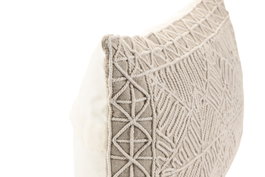 DKD Home Decor India 24 Cojín Boho Beige Algodón 30 x 50 cm (2 Unidades) Bordado a Mano