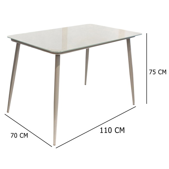 Home Deco Factory Mesa Comedor Cristal Gris Acero 110x70 cm Colección Essentiel