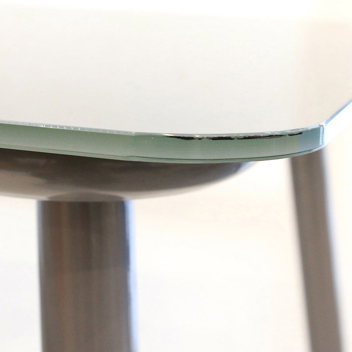 Home Deco Factory Mesa Comedor Cristal Gris Acero 110x70 cm Colección Essentiel