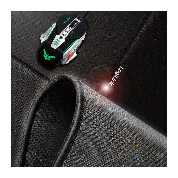 LogiLink ID0195 Alfombrilla de Ratón Gaming, Bordes Rematados, 25x22 cm, Negro, Base Antideslizante