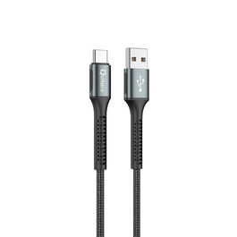 Qcharx Prague Cable USB-A a USB-C, 20W Carga Rápida y Datos, Aluminio, Reforzado y Resistente, Negro