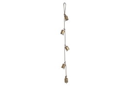 DKD Home Decor Campana de Hierro y Cuerda con 5 Campanas, Dorado