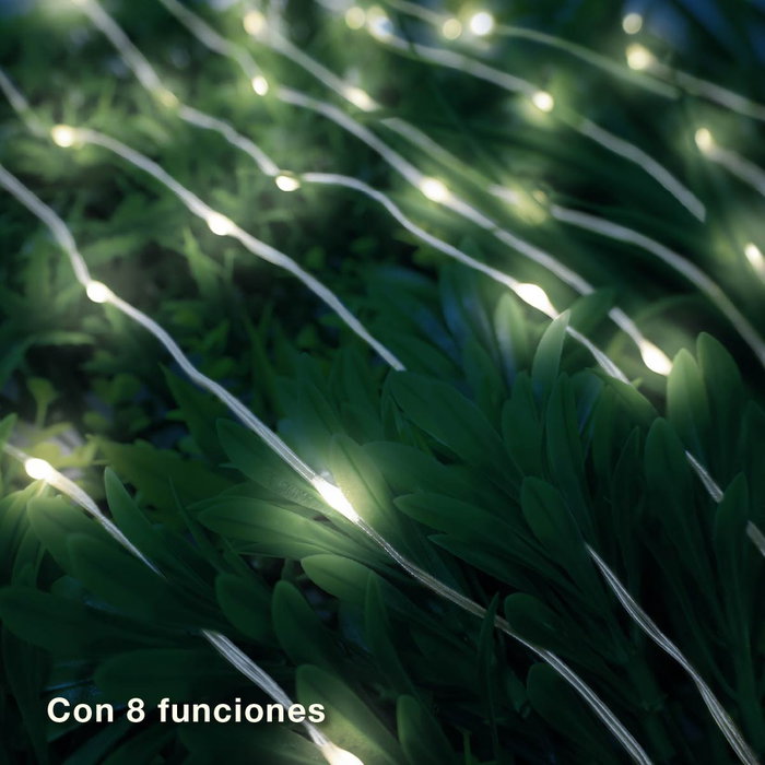 Bambasy Guirnalda LED solar 10M 8 funciones Luz fría