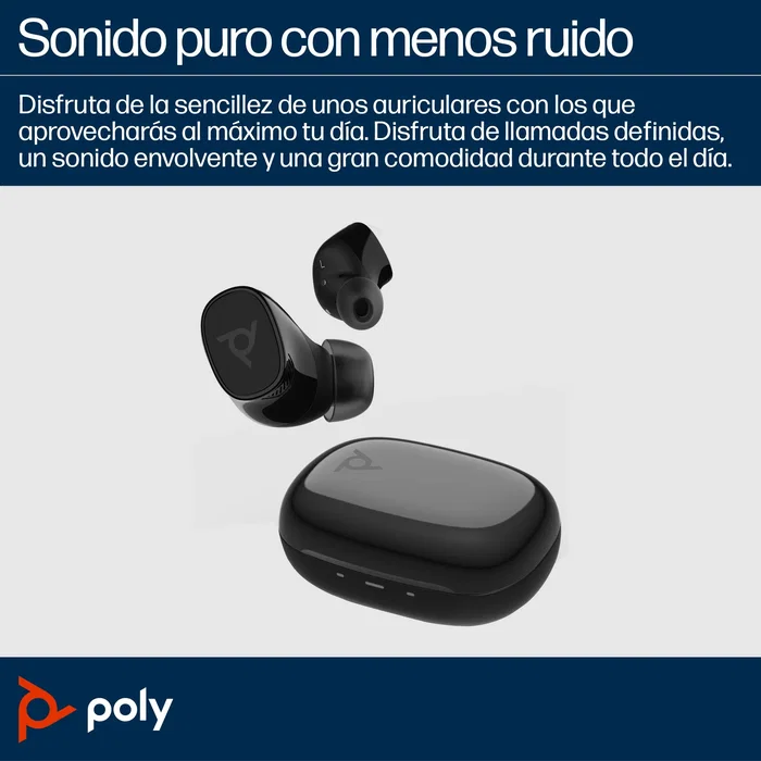 Poly Voyager Free 20 Auriculares Inalámbricos con Cancelación de Ruido y Carga Inalámbrica