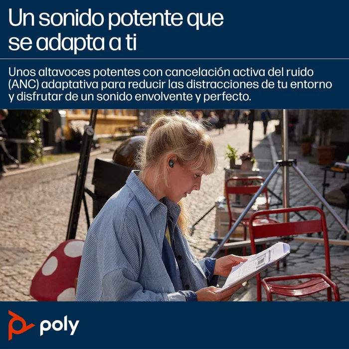 Poly Voyager Free 20 Auriculares Inalámbricos con Cancelación de Ruido y Carga Inalámbrica