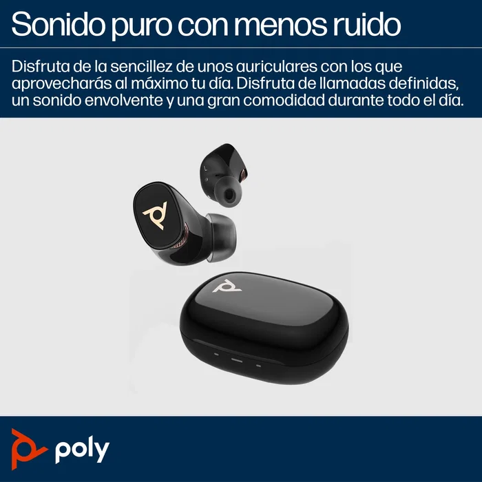 Poly Voyager Free 20 Auriculares Inalámbricos con Cancelación de Ruido y Carga Inalámbrica