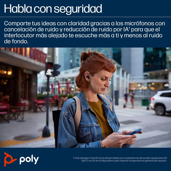 Poly Voyager Free 20 Auriculares Inalámbricos con Cancelación de Ruido y Carga Inalámbrica