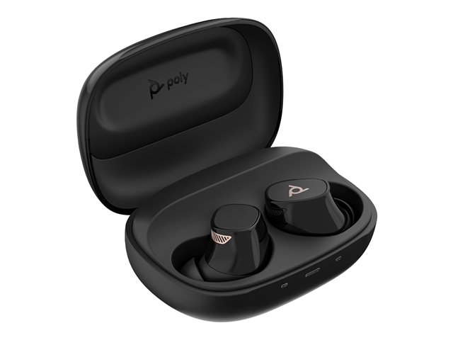 Poly Voyager Free 20 Auriculares Inalámbricos Bluetooth con Cancelación Activa de Ruido (ANC), Hasta 42h Batería, Carga Inalámbrica Qi, Negro