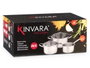 KINVARA Set de 3 Cacerolas de Acero con Tapas de Cristal
