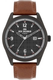 Ben Sherman WB040TB con caja gris y correa de cuero marrón