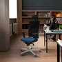 PIQUERAS Y CRESPO Silla de oficina Horna con mecanismo Sincro, Turquesa y Gris