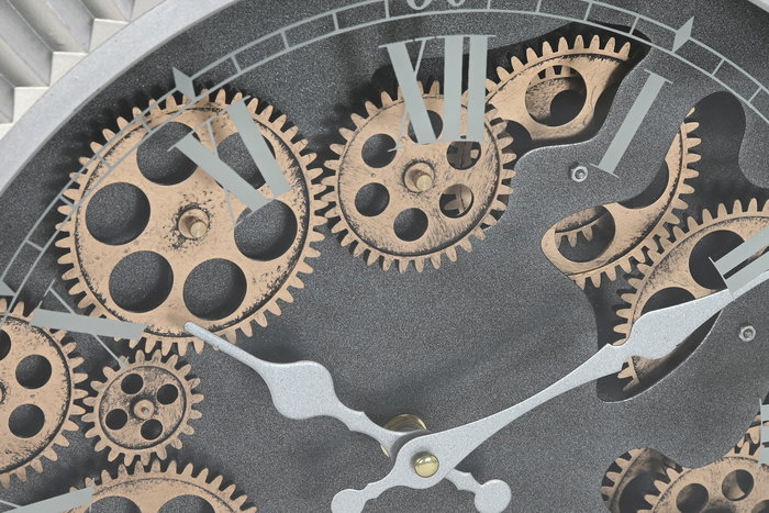 DKD Home Decor Reloj de Pared Loft Plateado Negro 6.4 x 50 x 47 cm