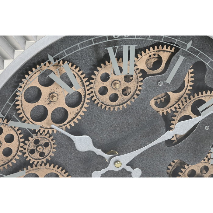 DKD Home Decor Reloj de Pared de Hierro Plateado y Negro 47x50 cm