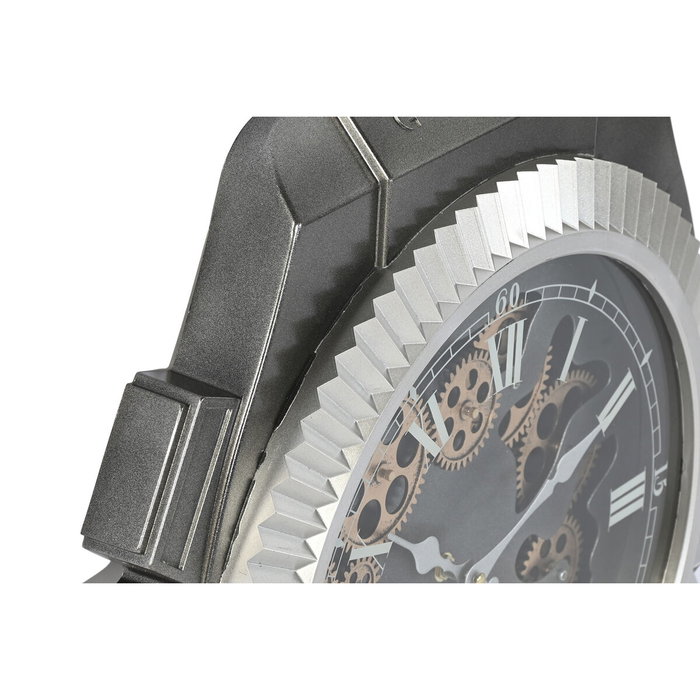 DKD Home Decor Reloj de Pared de Hierro Plateado y Negro 47x50 cm