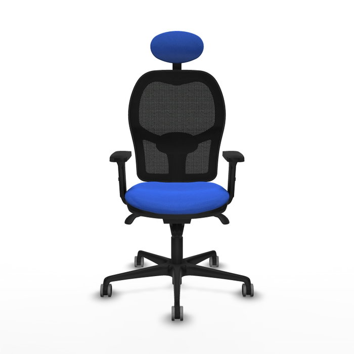 PIQUERAS Y CRESPO Silla de oficina Jorquera con mecanismo Sincro, tela Azul y malla Negra