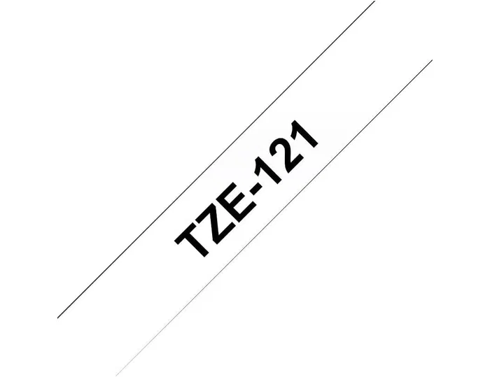 Brother TZe-121 Cinta Laminada 9 mm Negro sobre Transparente
