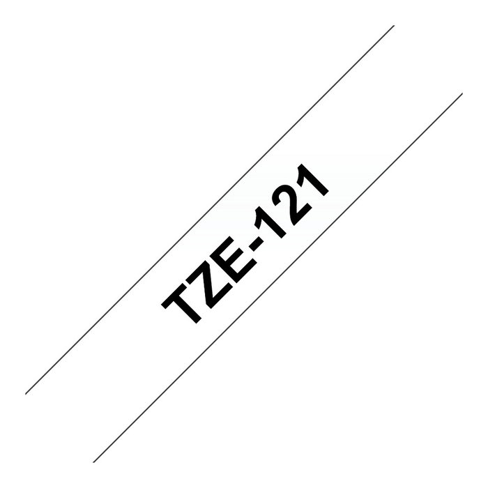 Brother TZe121 Cinta laminada transparente/negro 9 mm