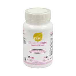 PURO OMEGA Natural DHA Embarazo Y Lactancia 60 Perlas para el desarrollo normal del cerebro y los ojos del feto y lactantes