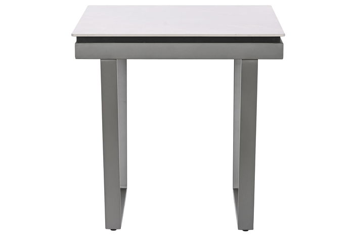 DKD Home Decor Mesita Auxiliar Urban Blanco Negro Metal Cerámica 50 x 50 x 50 cm