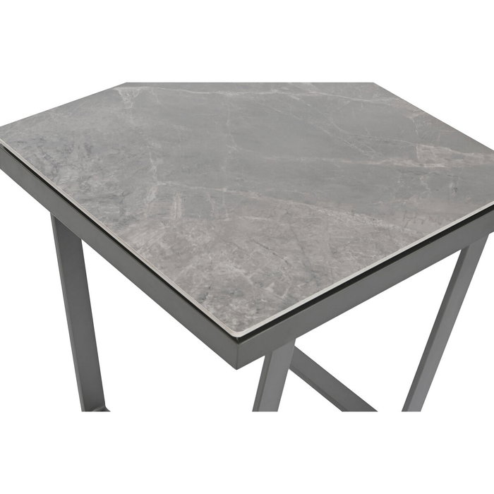 DKD Home Decor Mesita Auxiliar de Metal y Cerámica Blanca