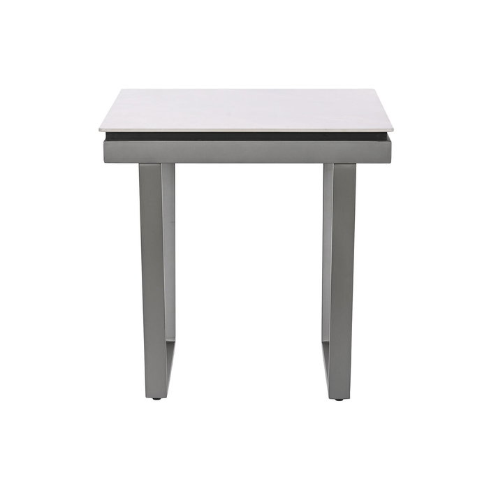 DKD Home Decor Mesita Auxiliar de Metal y Cerámica Blanca